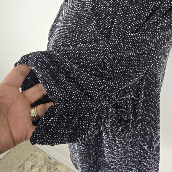 Perceptions Petite Cardigan Womens 16P Black Metallic Ruched Sleeve Shrug - Picture 15 of 15